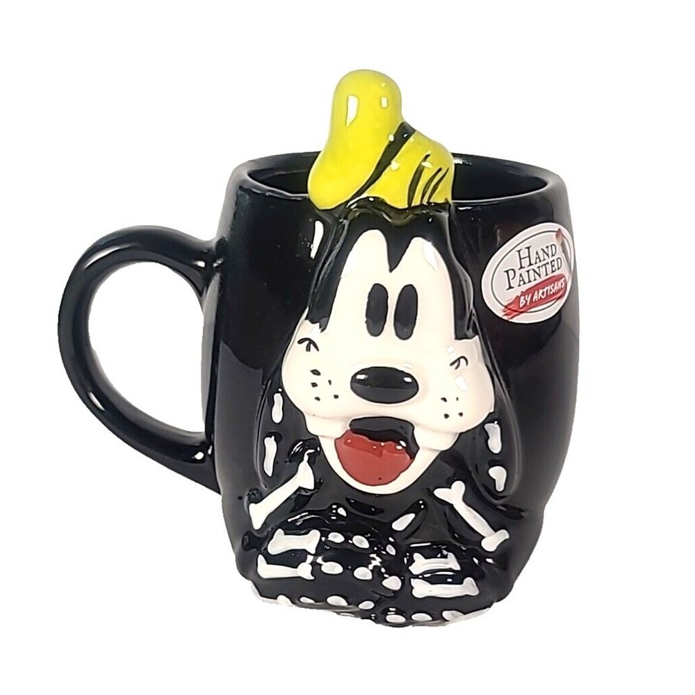 Disney Goofy Green Hat Skeleton Halloween Black Mug Bones Goofy Dog